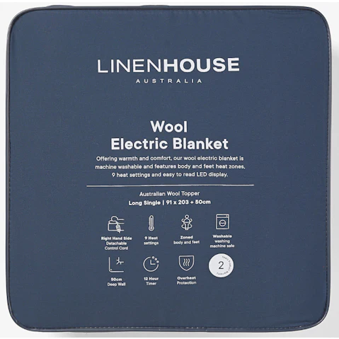 Linen House Wool Multi Zone Electric Blanket - King Single
