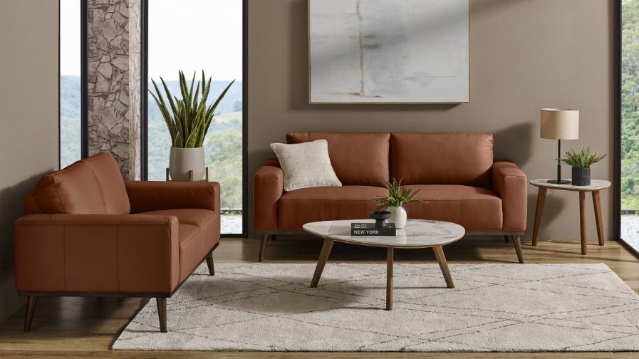 Sirius 2-Piece Leather Lounge Suite - Cognac