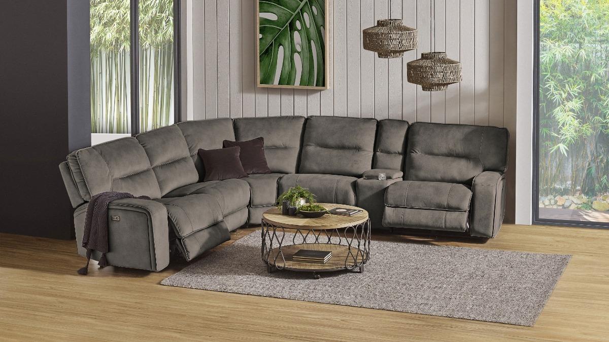 Gamma 5-Seater Fabric Powered Modular Recliner Sofa