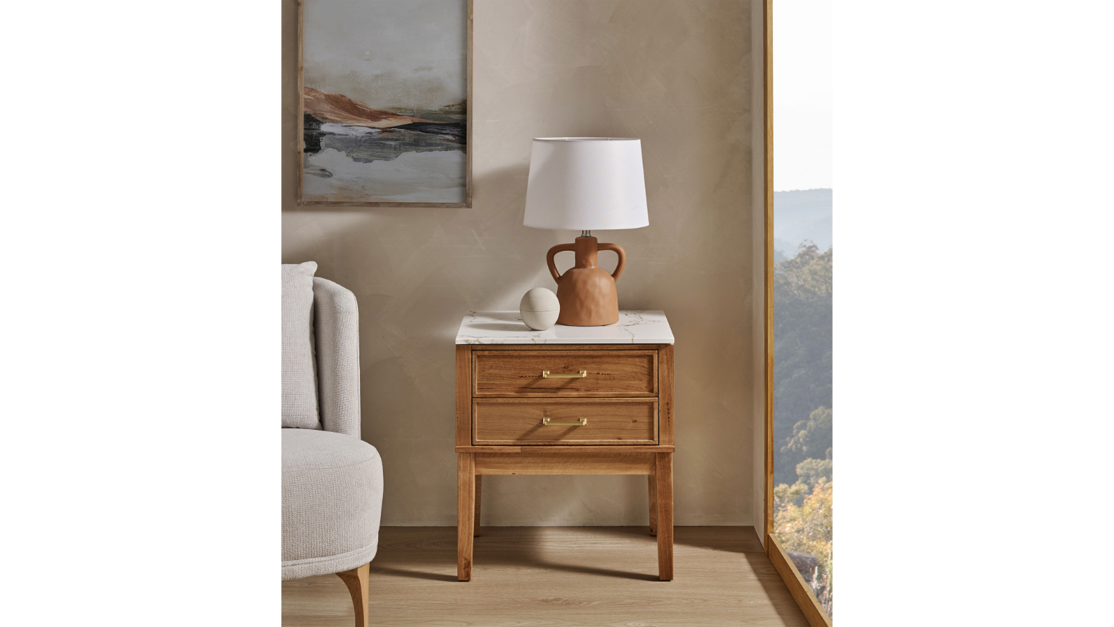San Antonio 2-Drawer Bedside Table - Clear Messmate