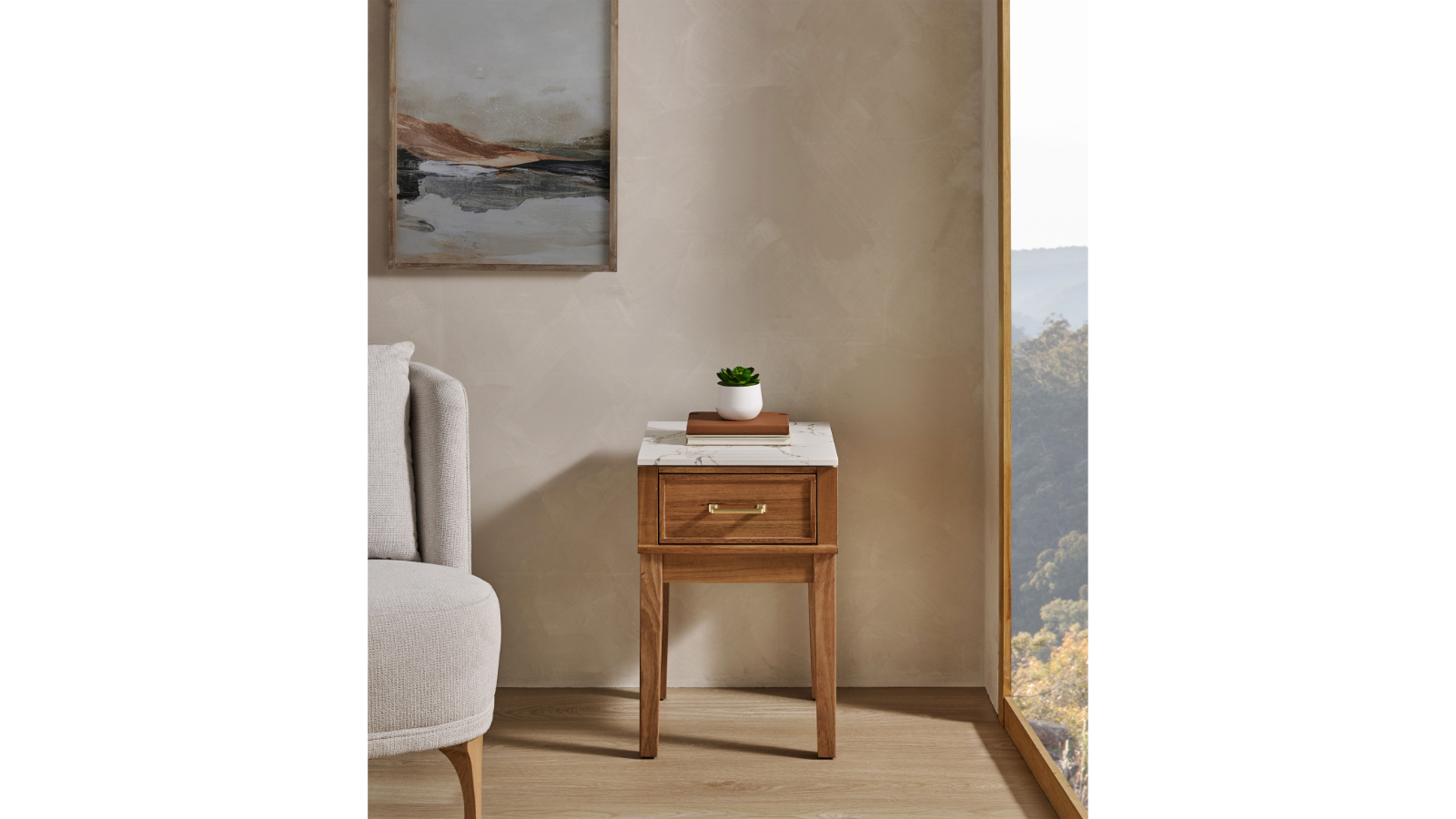 San Antonio 1-Drawer Bedside Table - Clear Messmate