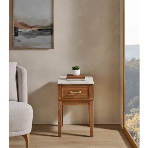 San Antonio 1-Drawer Bedside Table - Clear Messmate