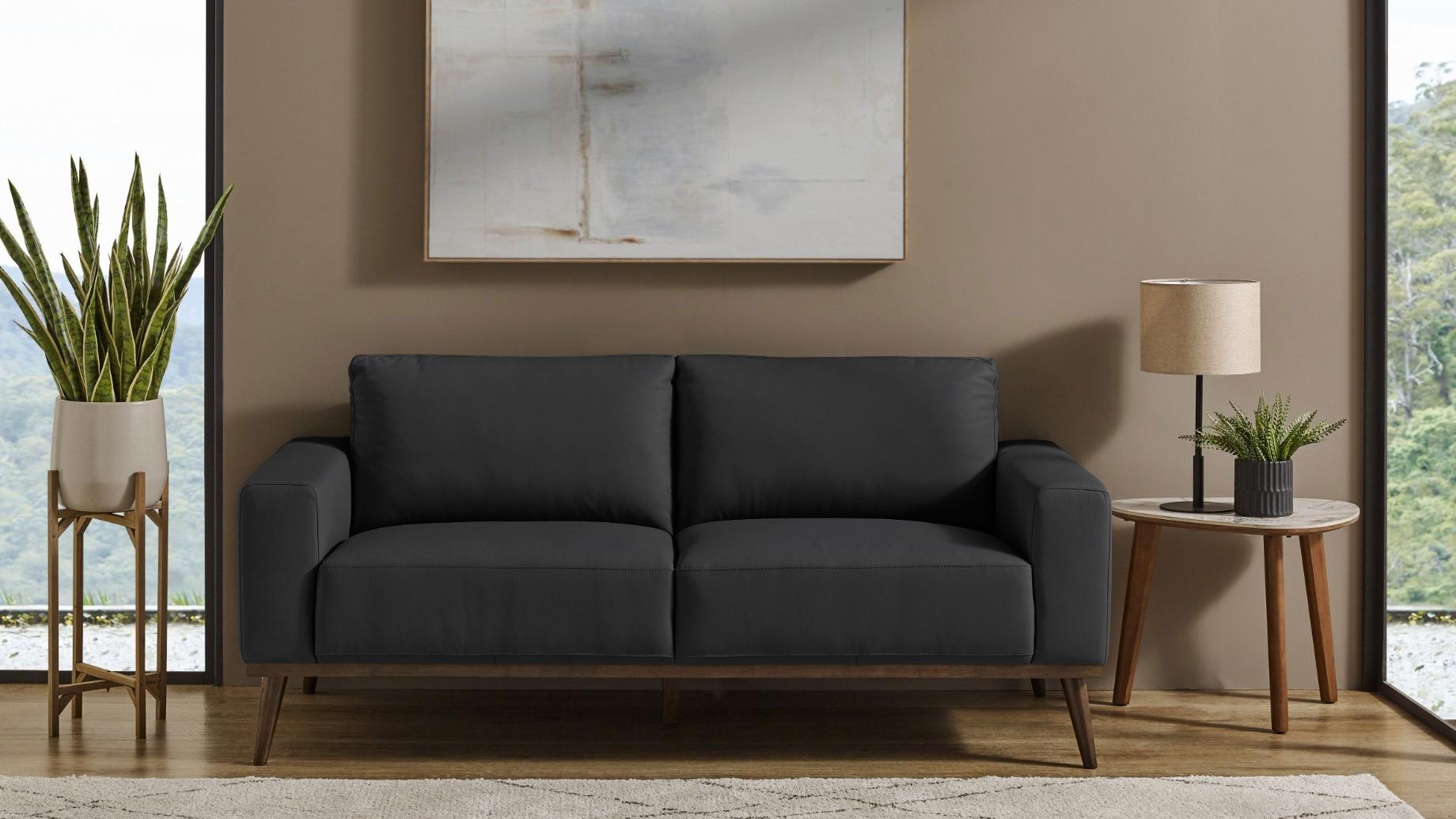 Sirius 3-Seater Leather Sofa - Black