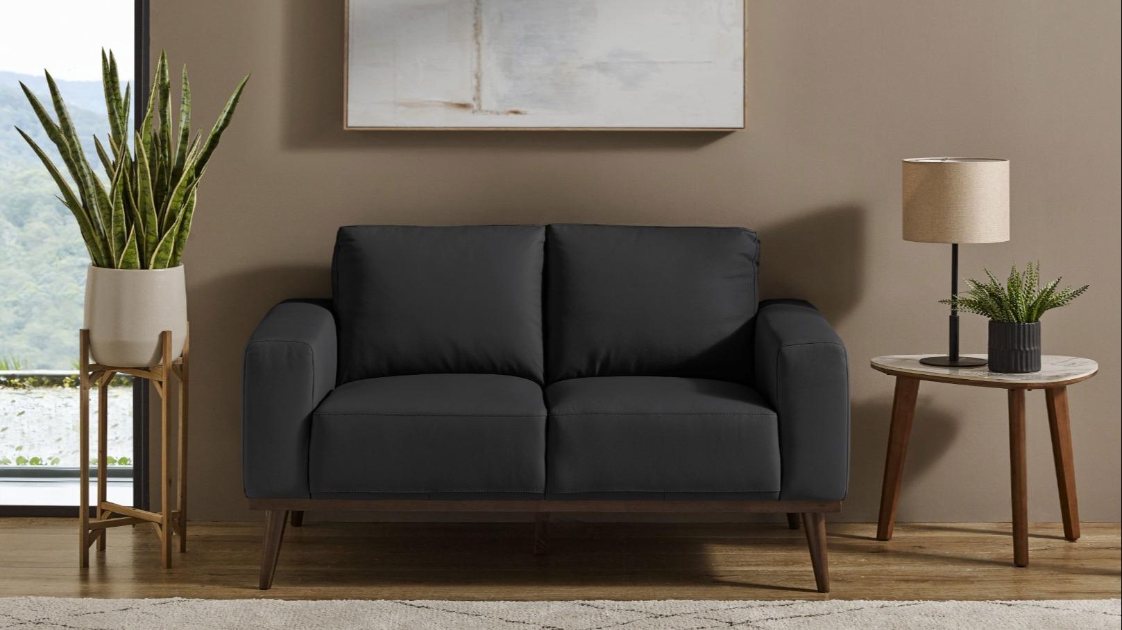 Sirius 2-Seater Leather Sofa - Black