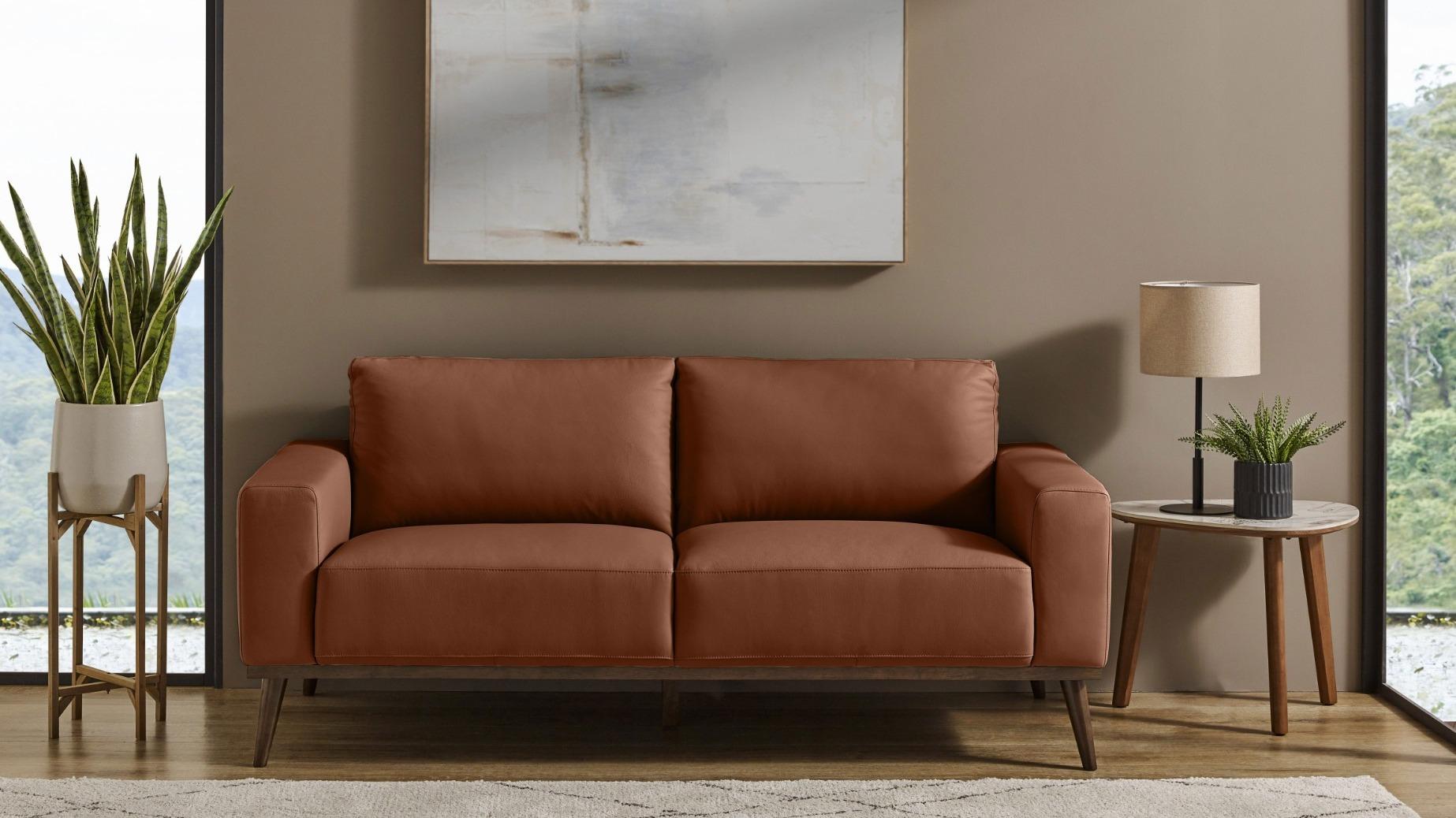 Sirius 3-Seater Leather Sofa - Cognac