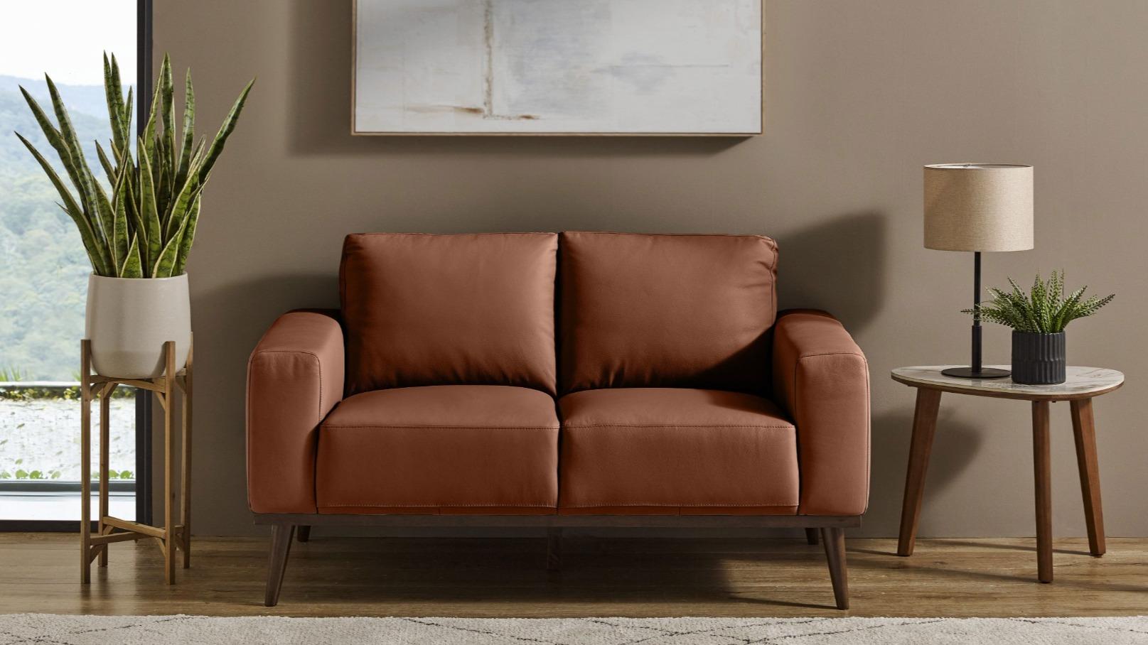 Sirius 2-Seater Leather Sofa - Cognac