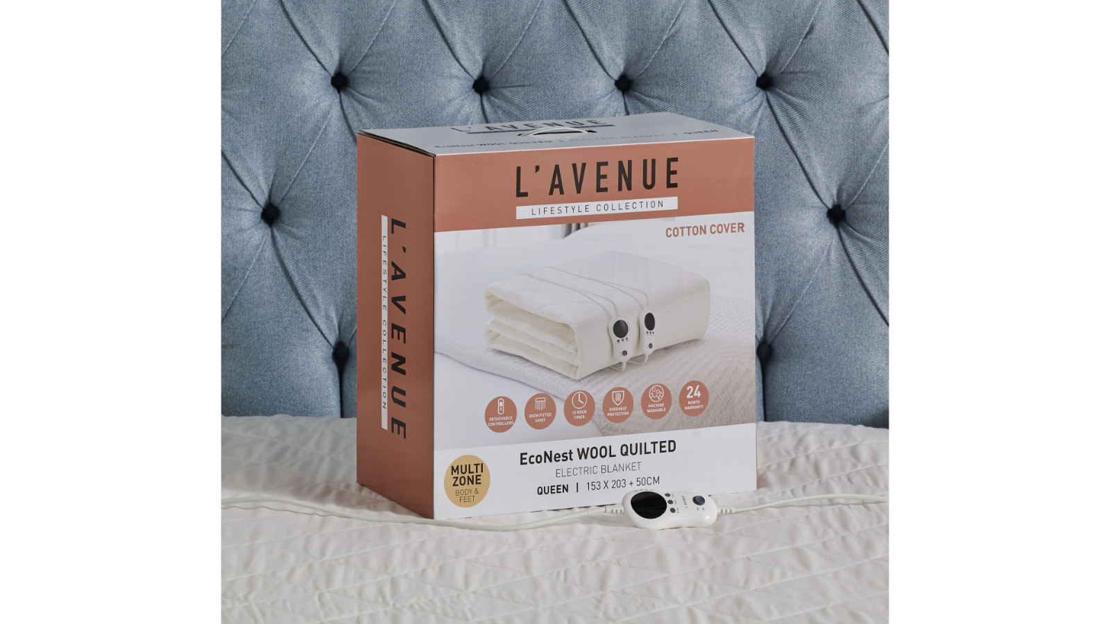 L'Avenue Lifestyle Econest Wool Quilted Electric Blanket - King