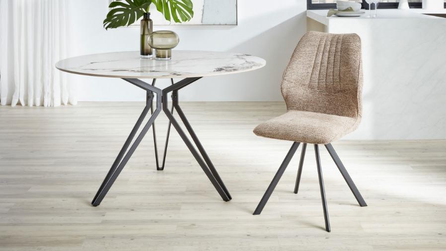 Orbit Swivel Dining Chair - Mocha Fabric