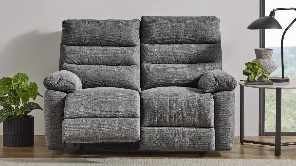 Jawa 2-Seater Fabric Recliner Sofa – Dark Grey