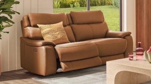Potter 2-Seater Recliner Lounge with Electric Headrest - Cognac