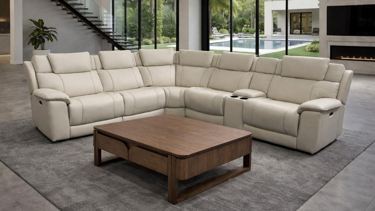 Milan 5-Seater Leather Powered Modular Recliner Sofa