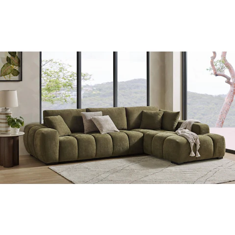 Tokyo 4-Seater Fabric Sofa with Chaise - Fern