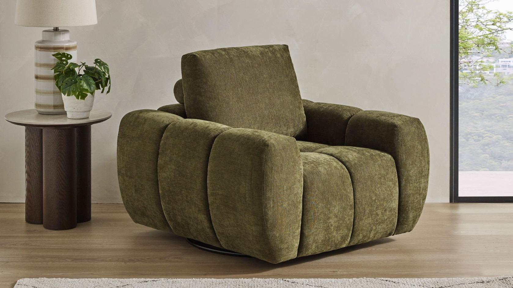 Tokyo Fabric Swivel Armchair - Fern