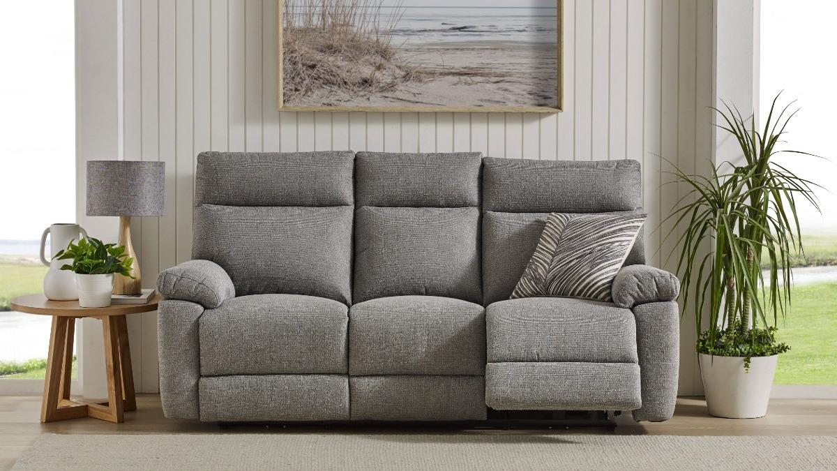 Misha 3-Seater Fabric Powered Recliner Sofa – Mid Grey