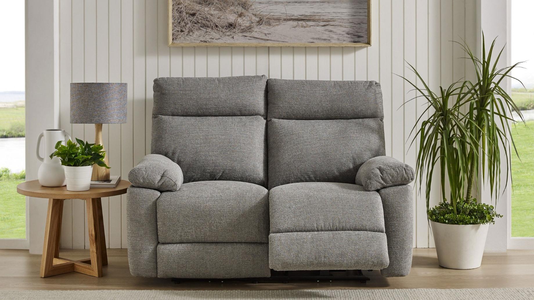 Misha 2-Seater Fabric Powered Recliner Sofa – Mid Grey