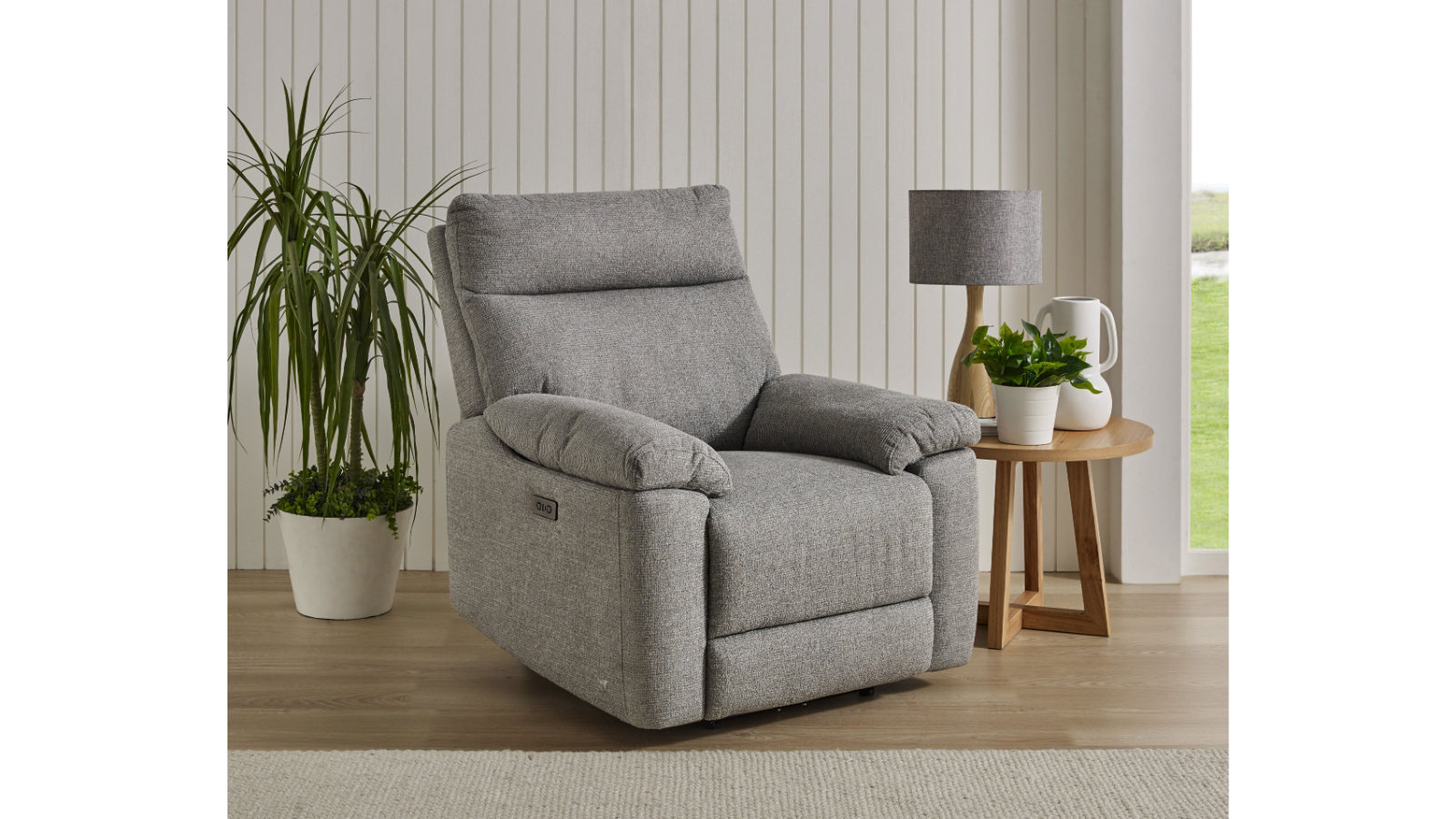 Misha Fabric Powered Recliner Armchair – Mid Grey