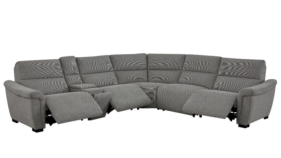 Casablanca 6-Piece Fabric Corner Modular Powered Recliner Sofa – Slate