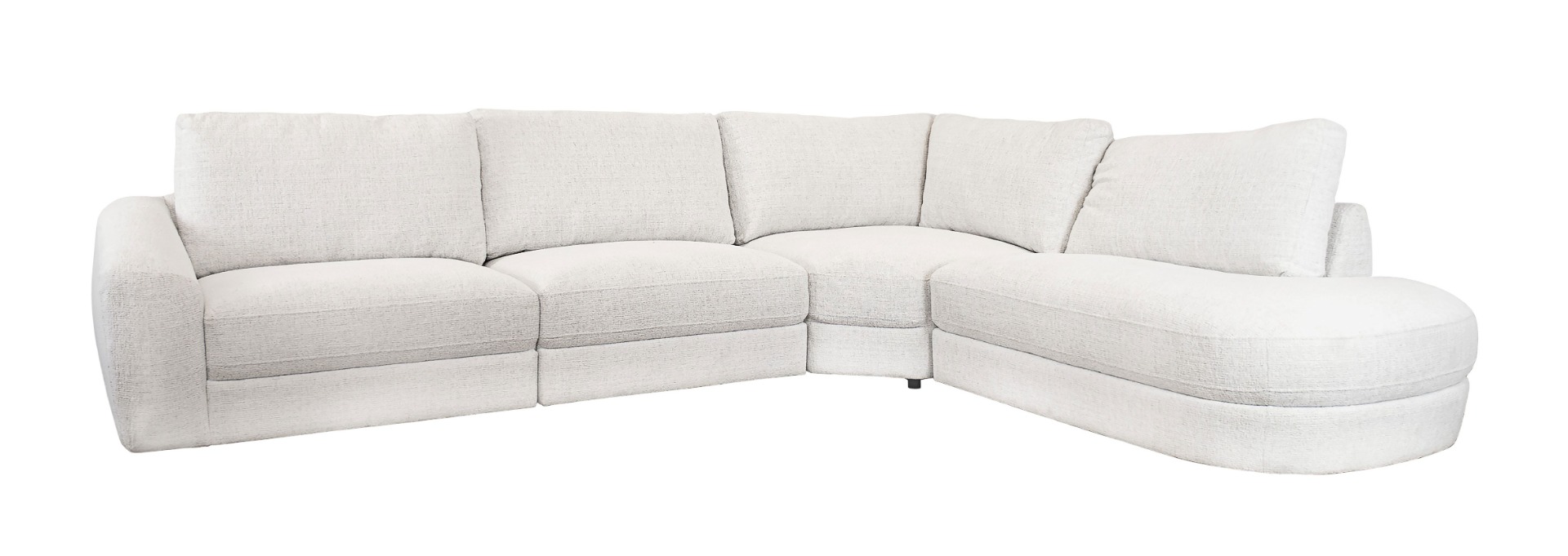 Cozy 4-Piece Fabric Corner Sofa with Right-Hand Facing Chaise - Snow