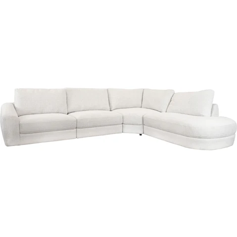 Cozy 4-Piece Fabric Corner Sofa with Right-Hand Facing Chaise - Snow
