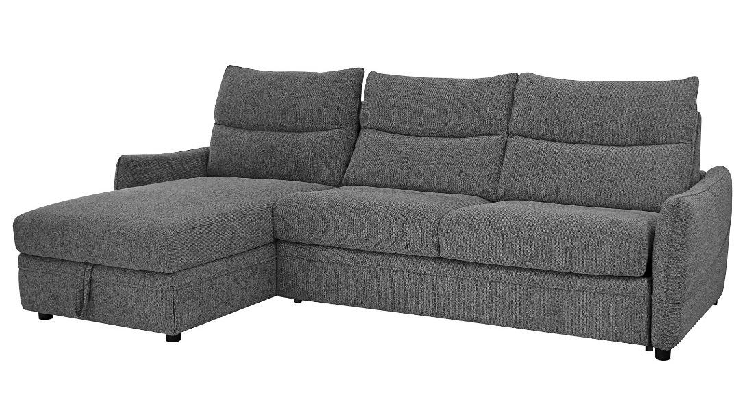 Galway 2-Seater Fabric Sofa Bed with Chaise - Grey