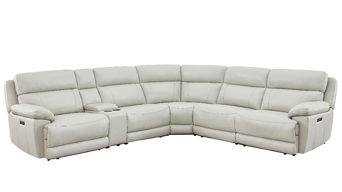 Goliath 6-Piece Leather Corner Modular Sofa - Stone