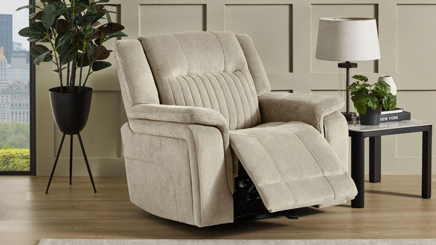 Radius Fabric Powered Recliner Armchair - Bone