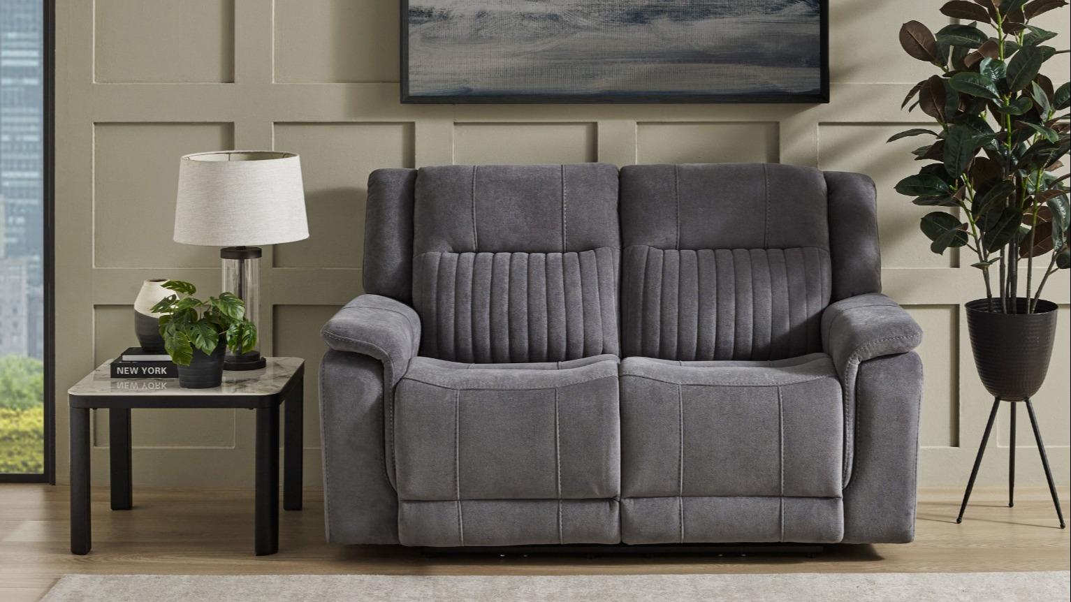 Radius Grey Fabric Powered Recliner Sofa