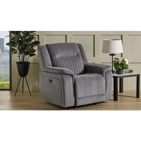 Radius Fabric Powered Rocker Recliner Armchair - Grey