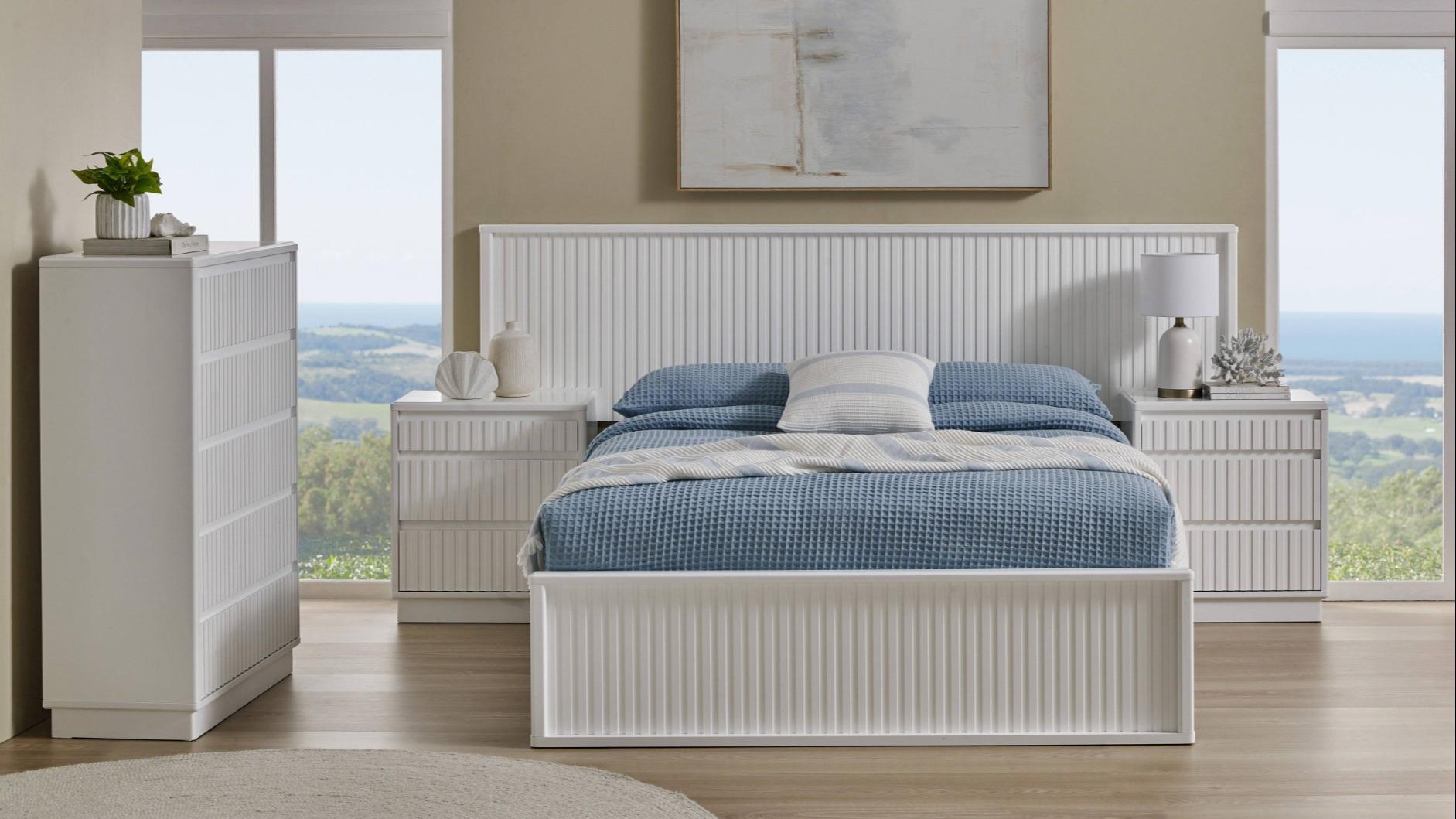 Whitehaven Extended Bedhead and Base with Bedside Table 