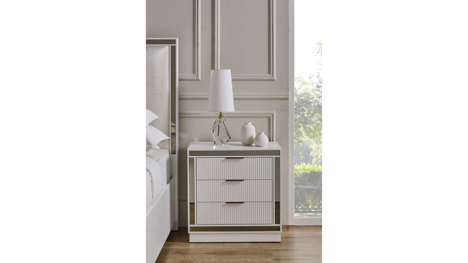 Caravel 3-Drawer Bedside Table - White