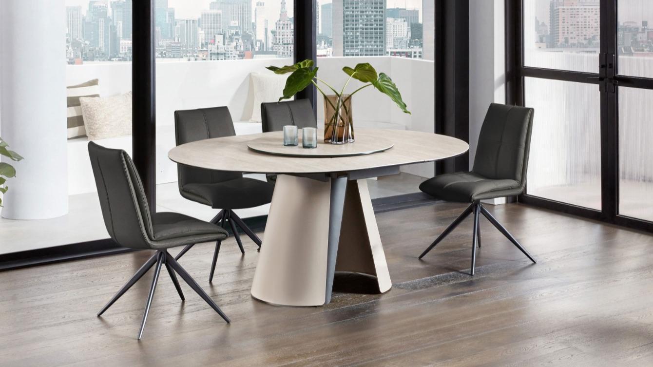 Elysian 5-Piece Round Extension Dining Table Set - Grey