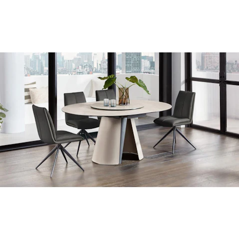 Elysian 5-Piece Round Extension Dining Table Set - Grey