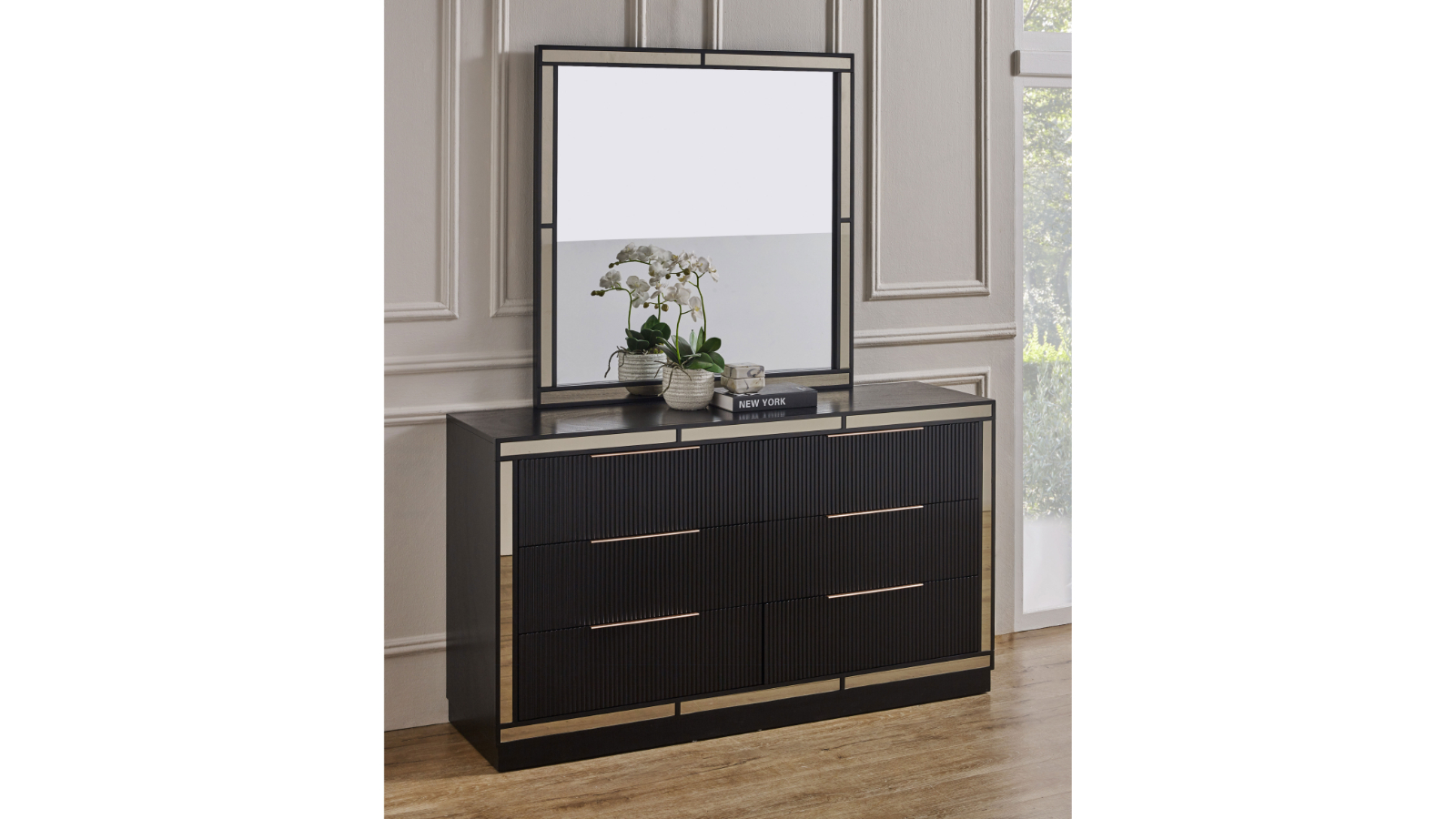 Caravel 6-Drawer Dressing Table with Mirror