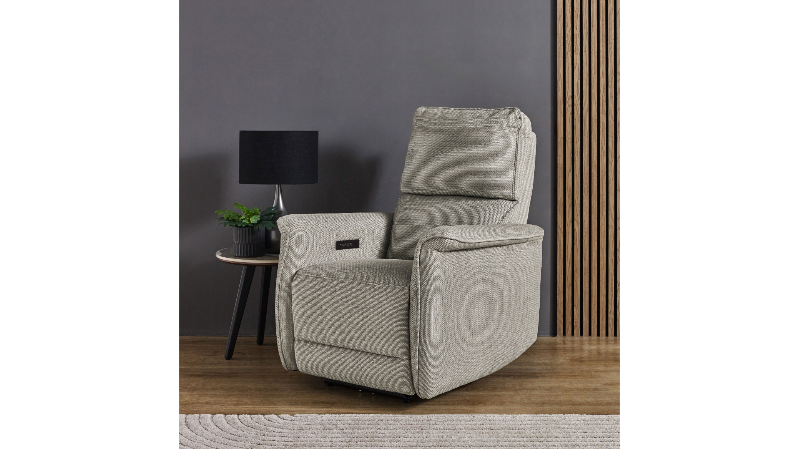 Riah Fabric Powered Recliner Armchair - Platinum