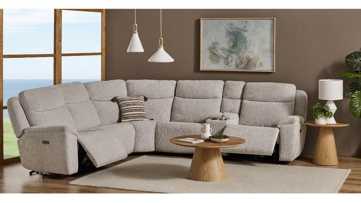 Oasis 5-Seater Fabric Powered Modular Recliner Sofa