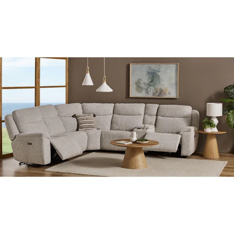 Oasis 5-Seater Fabric Powered Modular Recliner Sofa