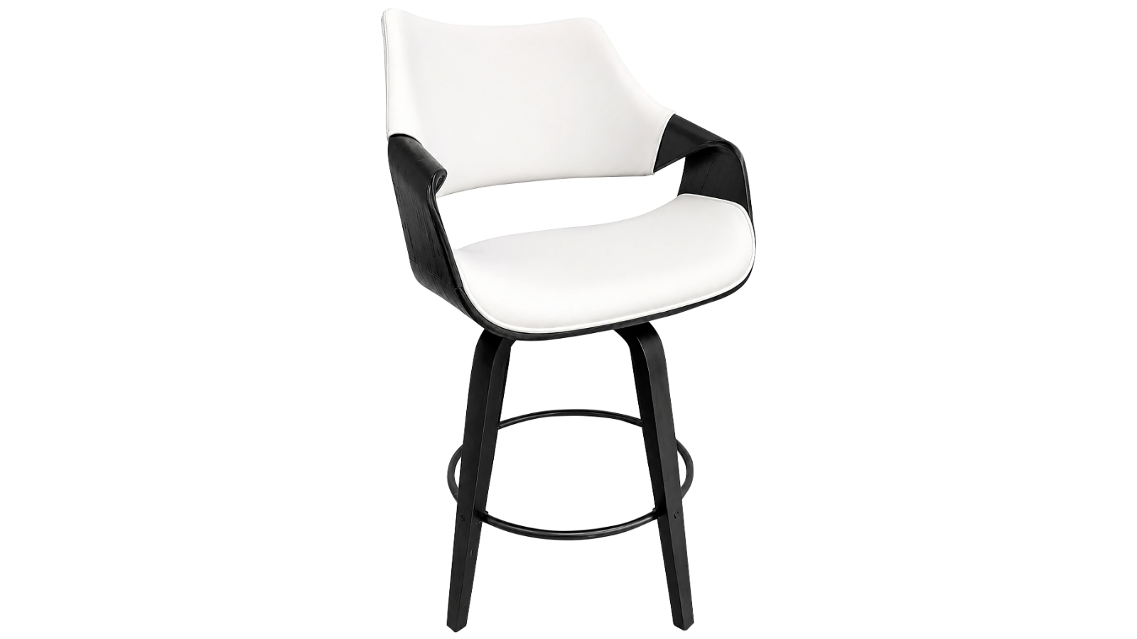 Andrea Swivel Bar Stool - Black/White PU