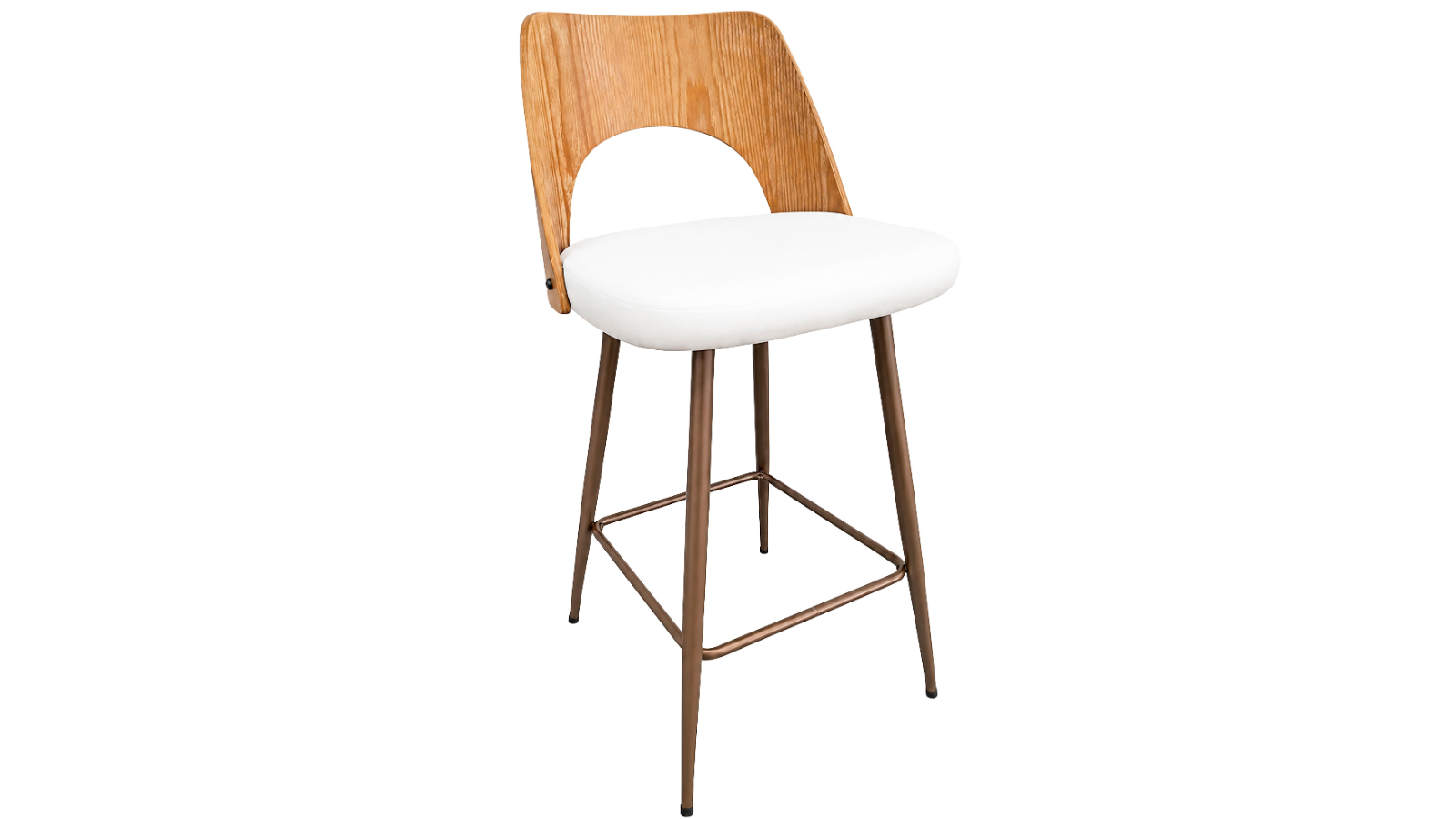 Cleo Bar Stool - Bronze/White PU