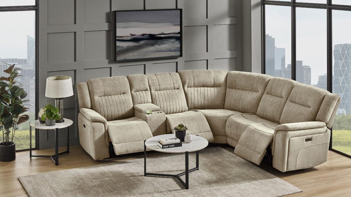 Radius 5-Seater Fabric Powered Modular Recliner Sofa