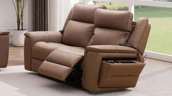 Daley 2-Seater Leather Powered Recliner Sofa with Massage