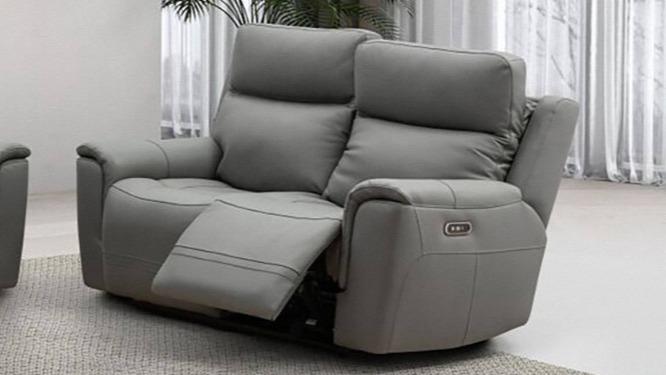 Ester 2-Seater Leather Powered Recliner Sofa - Platinum