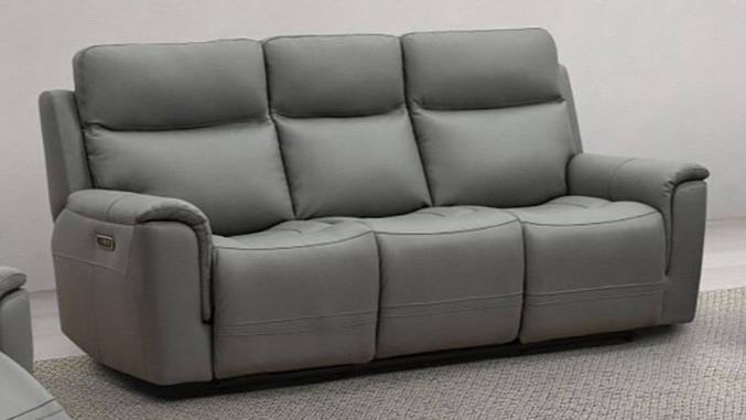 Ester 3-Seater Leather Powered Recliner Sofa - Platinum