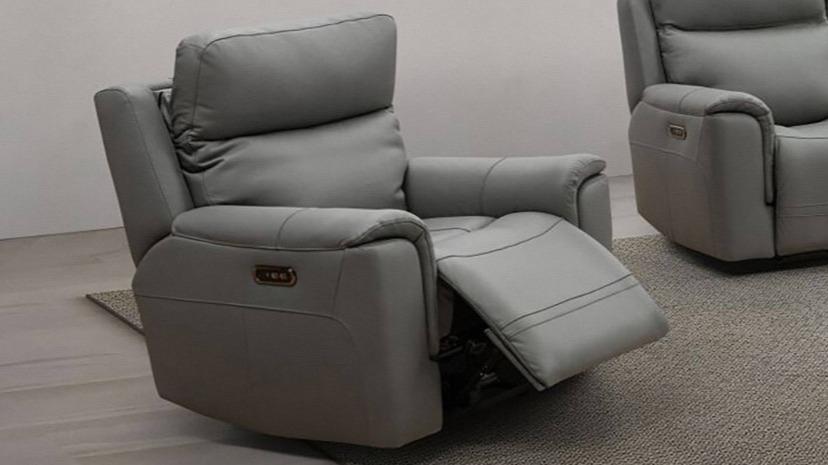 Ester Leather Powered Recliner Armchair - Platinum