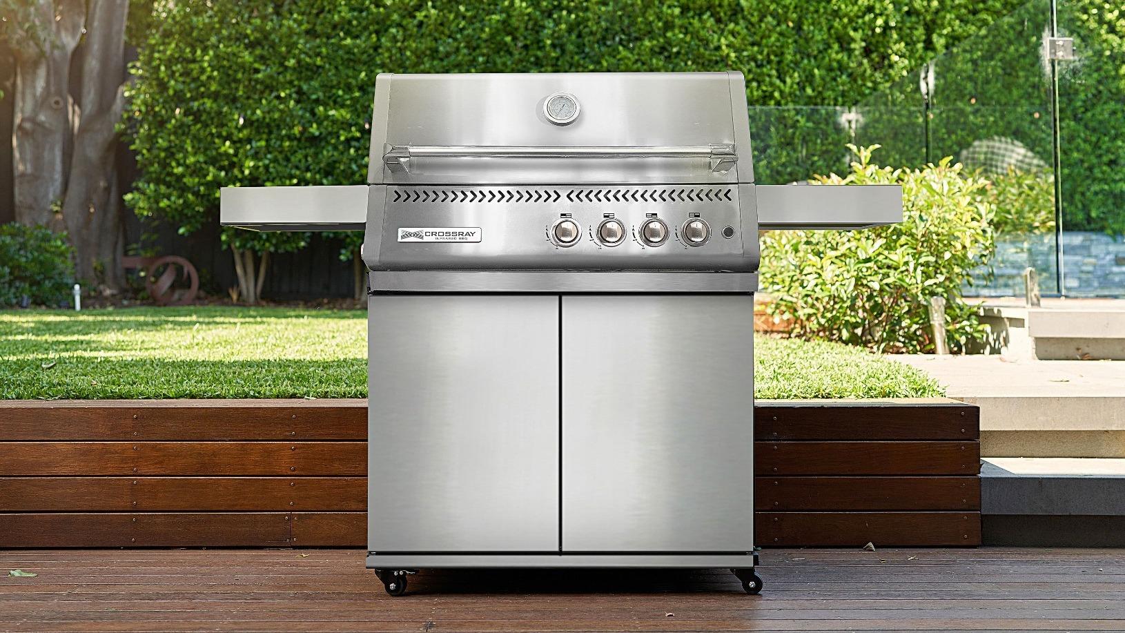 Crossray XPlor 4-Burner BBQ with Trolley - Silver