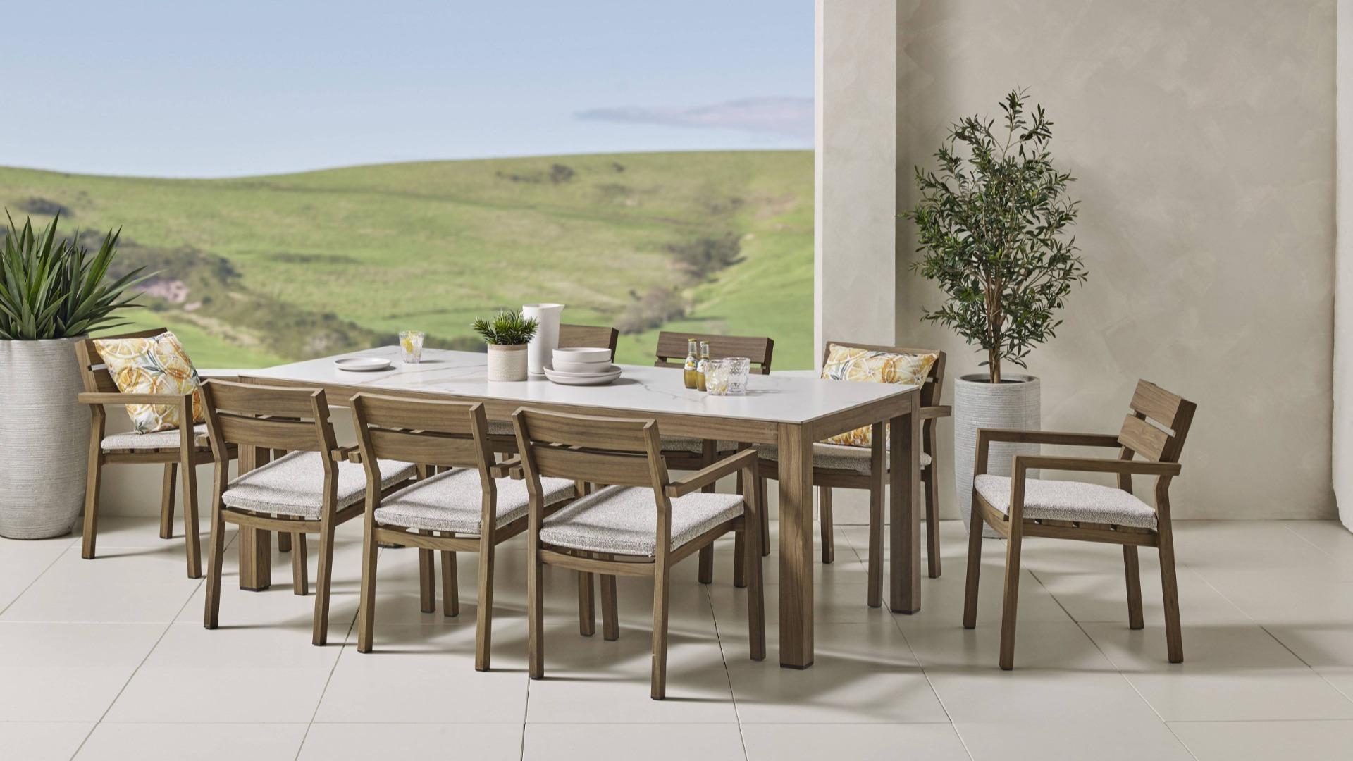 Kaman 9-Piece Outdoor Rectangular Dining Setting