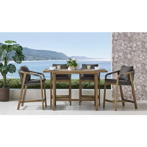 Ravona 5-Piece Light Brown Outdoor Rectangular Bar Setting