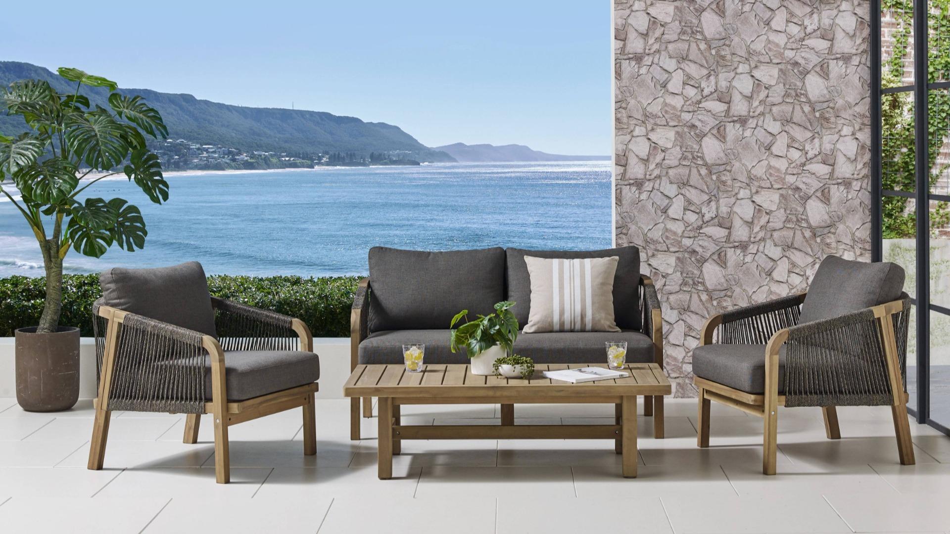 Ravona 4-Piece Light Brown Outdoor Lounge Setting