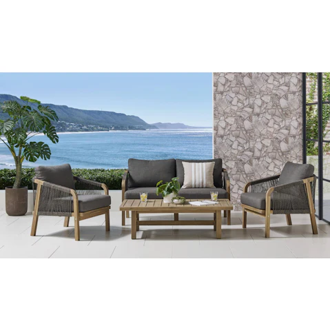 Ravona 4-Piece Light Brown Outdoor Lounge Setting