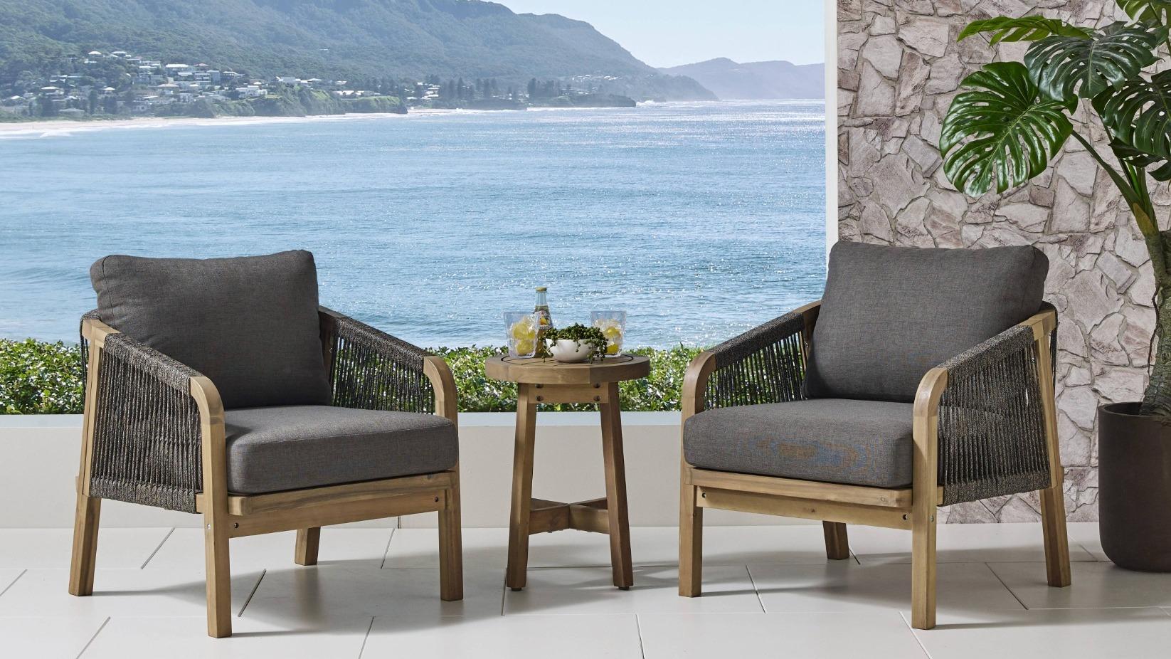 Ravona 3-Piece Light Brown Outdoor Chat Setting
