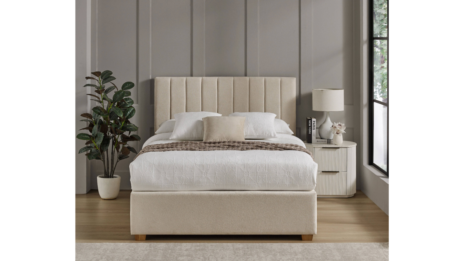 Garnet Beige Gas Lift Bed - Double